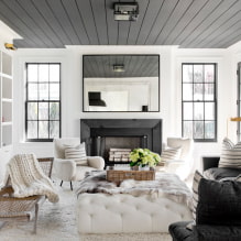 Серый потолок в интерьере: дизайн, виды (матовый, глянец, сатин), освещение, сочетание со стенами-0
