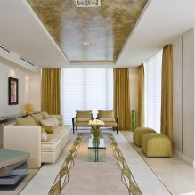 Оформление потолка в гостиной: виды конструкций, форм, цвет и дизайн, идеи освещения-0