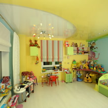 Советы по выбору потолка в детскую комнату: виды, цвет, дизайн и рисунки, фигурные формы, освещение-1