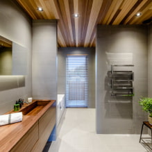 Потолок в ванной комнате: виды отделки по материалу, конструкции, цвет, дизайн, освещение-0
