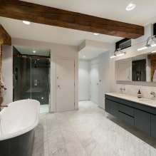 Потолок в ванной комнате: виды отделки по материалу, конструкции, цвет, дизайн, освещение-2