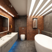 Потолок в ванной комнате: виды отделки по материалу, конструкции, цвет, дизайн, освещение-3