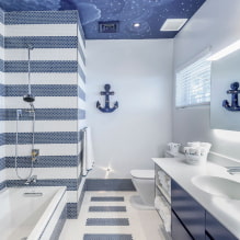 Потолок в ванной комнате: виды отделки по материалу, конструкции, цвет, дизайн, освещение-4