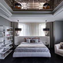 Потолок в спальне: дизайн, виды, цвет, фигурные конструкции, освещение, примеры в интерьере-2