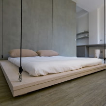 Парящая кровать в интерьере: виды, формы, дизайн, варианты с подсветкой-7