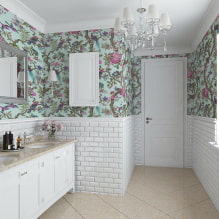 Белая плитка в ванной: дизайн, формы, цветовые сочетания, варианты расположения, цвет затирки-7