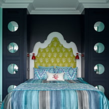 Изголовье кровати для спальни: фото в интерьере, виды, материалы, цвета, формы, декор -5