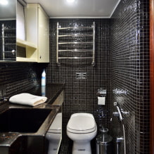 Черная плитка в ванной: дизайн, примеры раскладки, сочетания, фото в интерьере-7