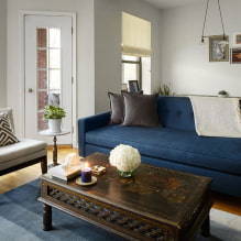 Синий диван в интерьере: виды, механизмы, дизайн, материалы обивки, оттенки, сочетания-3