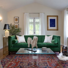 Зеленый диван: виды, дизайн, выбор материала обивки, механизма, сочетания, оттенки-1