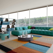Бирюзовый диван в интерьере: виды, материалы обивки, оттенки цвета, формы, дизайн, сочетания-2
