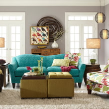 Бирюзовый диван в интерьере: виды, материалы обивки, оттенки цвета, формы, дизайн, сочетания-6