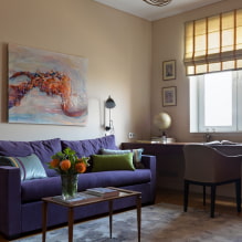 Фиолетовый диван в интерьере: виды, материалы обивки, механизмы, дизайн, оттенки и сочетания-3