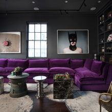 Фиолетовый диван в интерьере: виды, материалы обивки, механизмы, дизайн, оттенки и сочетания-6