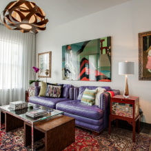 Фиолетовый диван в интерьере: виды, материалы обивки, механизмы, дизайн, оттенки и сочетания-8