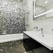 Черно-белая ванная комната: выбор отделки, сантехники, мебели, оформление туалета-6