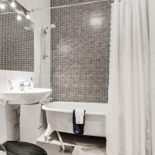 Черно-белая ванная комната: выбор отделки, сантехники, мебели, оформление туалета-7