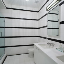 Черно-белая ванная комната: выбор отделки, сантехники, мебели, оформление туалета-8