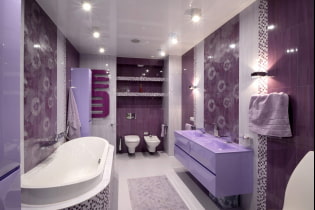 Фиолетовая и сиреневая ванная: сочетания, отделка, мебель, сантехника и декор