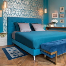 Синяя спальня: оттенки, сочетания, выбор отделки, мебели, текстиля и освещения-7