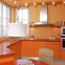 Оранжевая кухня в интерьере: особенности дизайна, сочетания, выбор штор и обоев-4
