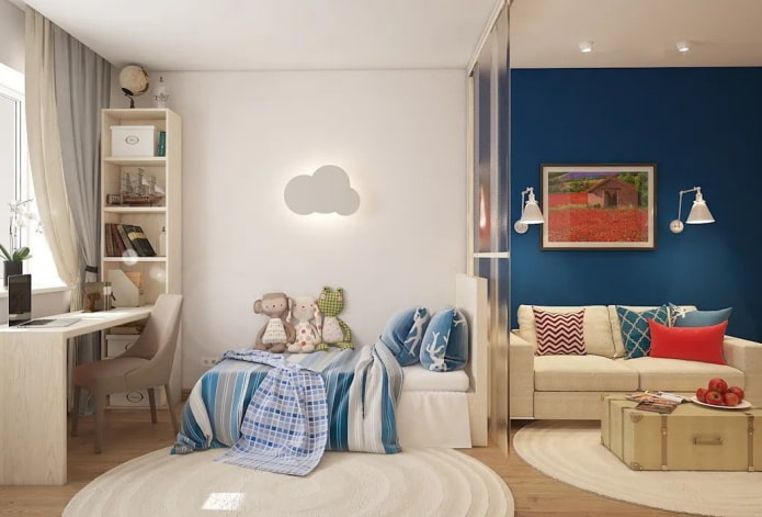 Спальня и детская в одной комнате 83 фото зонирование комнаты дизайн интерьера плюсы и минусы совмещенния