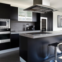 Черная кухня: особенности дизайна, сочетания, реальные фото-4
