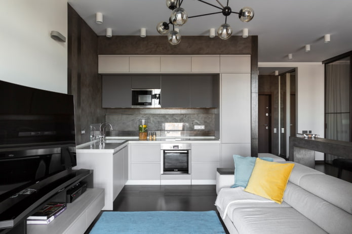 Интерьер кухни-гостиной 65 фото дизайн совмещенных столовой и зала в квартире красивые обои в соединенных комнатах в коттедже