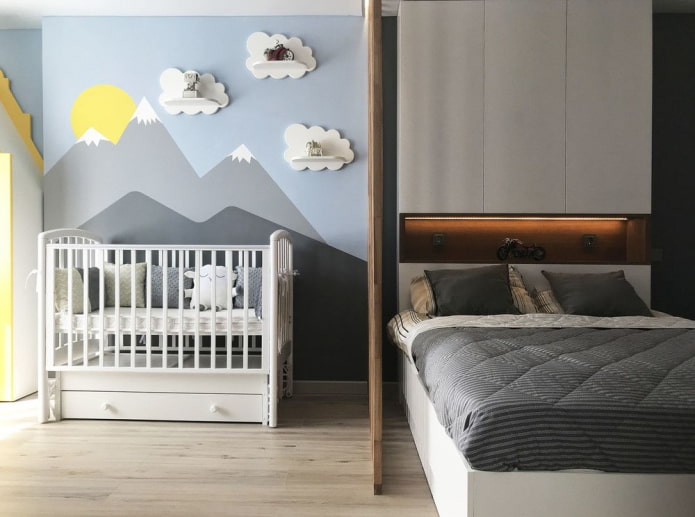 Спальня и детская в одной комнате 83 фото зонирование комнаты дизайн интерьера плюсы и минусы совмещенния