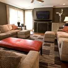 Дизайн гостиной с двумя диванами-4