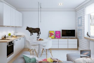 Скандинавский дизайн интерьера маленькой квартиры-студии 24 кв. м.